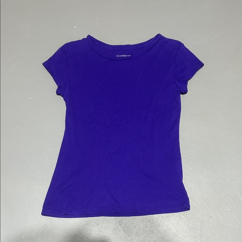 Liz Claiborne Purple / Blue Short Sleeve Shirt (Women’s Small)